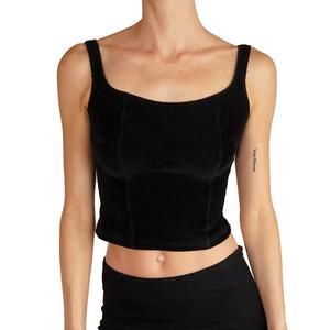 Vintage 90s black ribbed velvet tank top